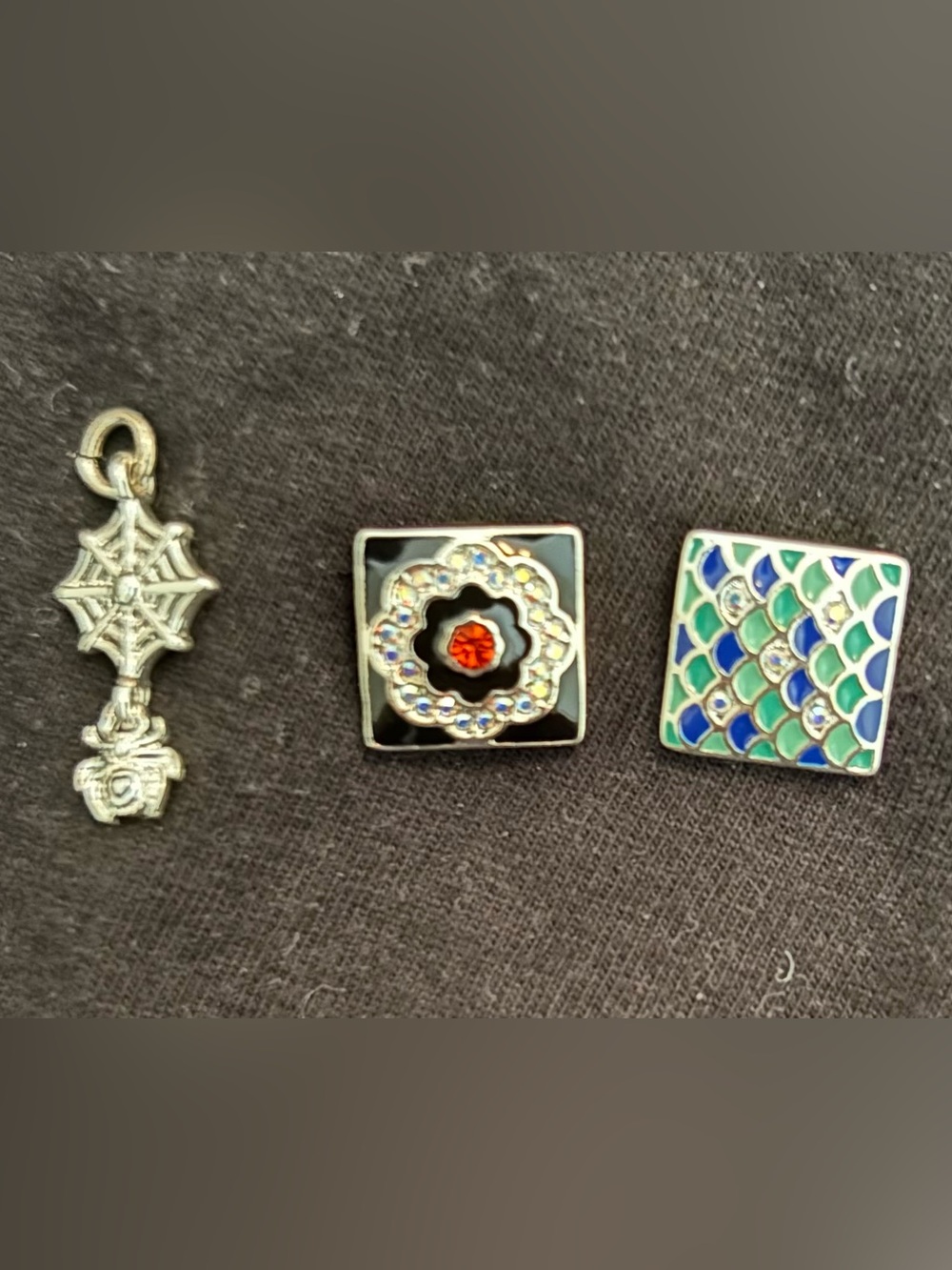 Silver-Tone Enamel Square Dots with Multicolor Accent - Style Dots
